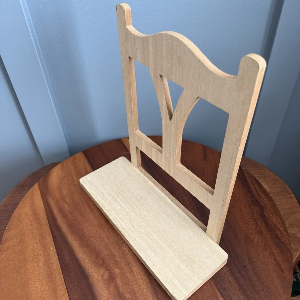 Chair Back Design Wooden Wall Shelf Natural Finish 12.25